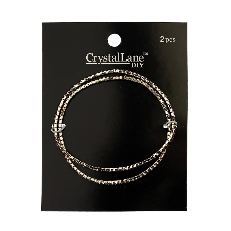 Crystal Lane DIY Silver & Siam Rhinestones Bracelets, 2ct.