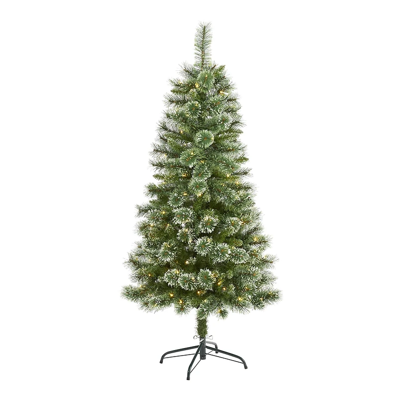 5ft. Pre-Lit Wisconsin Slim Snow Tip Pine Artificial Christmas Tree with Clear LED Lights