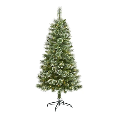 5ft. Pre-Lit Wisconsin Slim Snow Tip Pine Artificial Christmas Tree with Clear LED Lights