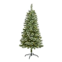 5ft. Pre-Lit Wisconsin Slim Snow Tip Pine Artificial Christmas Tree with Clear LED Lights