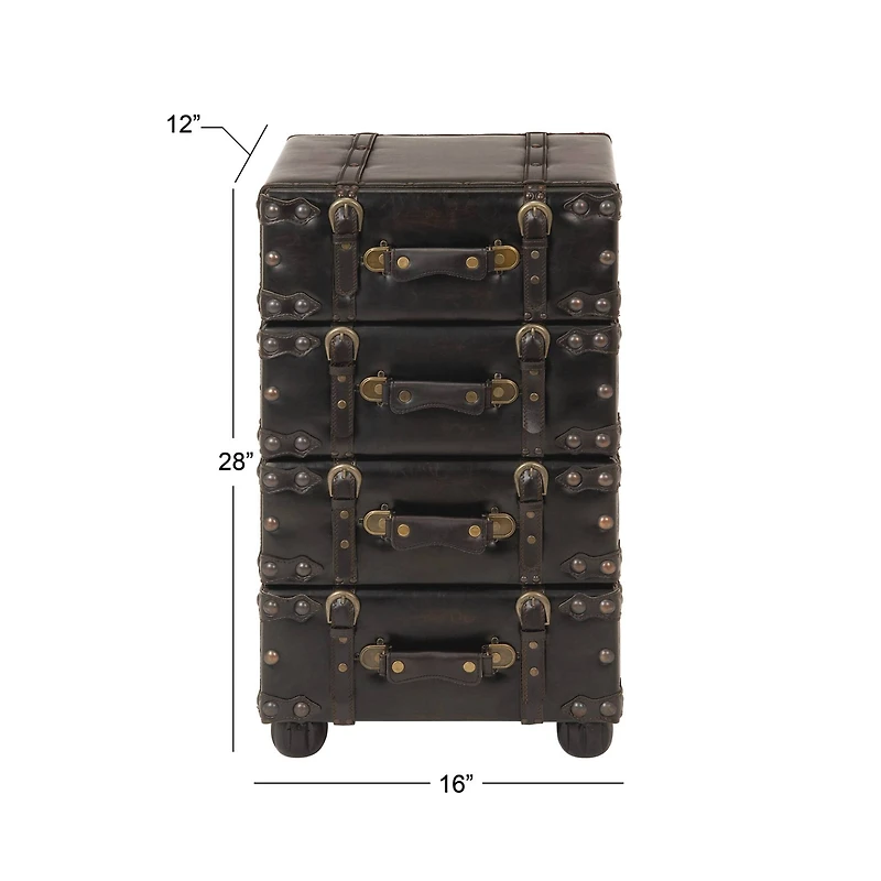 28" Black Faux Leather Traditional Chest