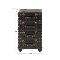 28" Black Faux Leather Traditional Chest