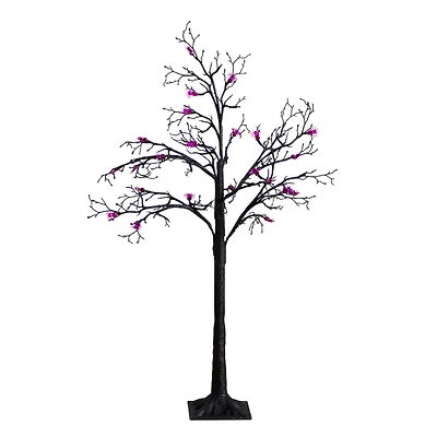 4ft. Pre-Lit Artificial Halloween Spider Twig Tree with 48 Purple LED Lights