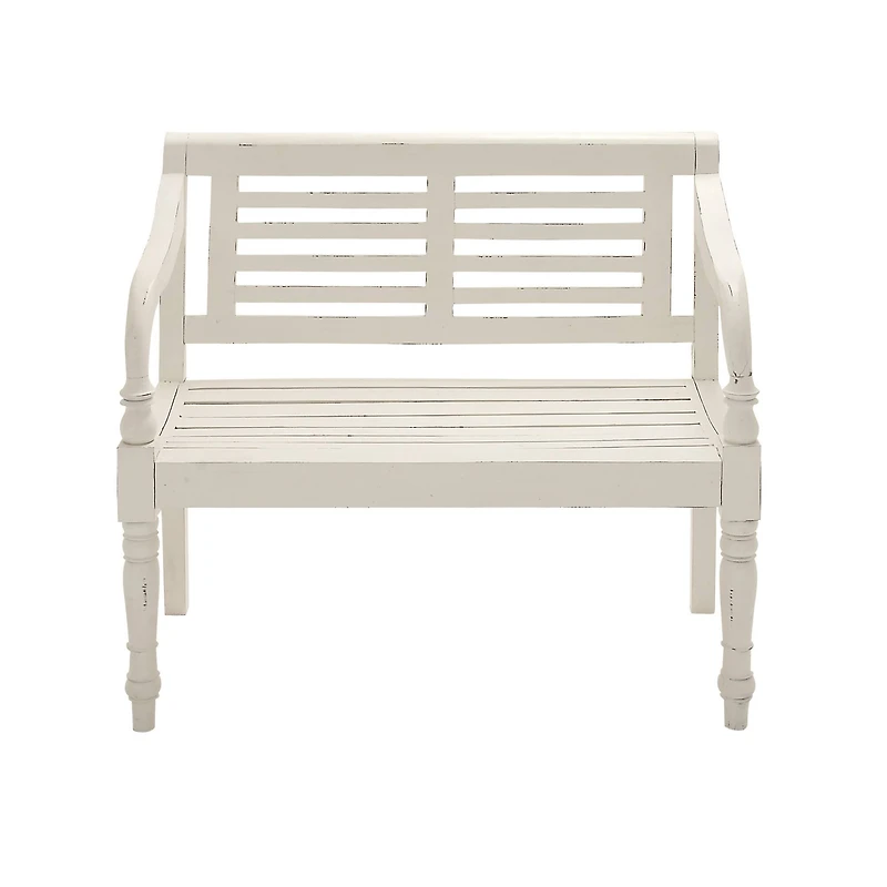 3.5ft. White Mahogany Farmhouse Bench