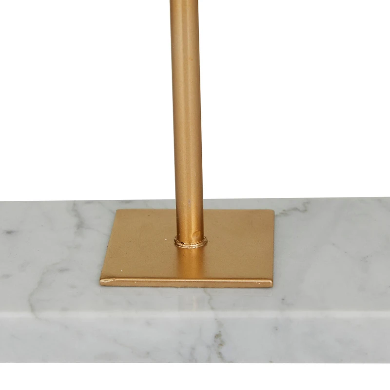 13" White Cut-Out Abstract Sculpture with Marble Stand