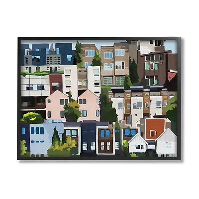 Stupell Industries Urban Apartments Cityscape Colorful Abstract Trees in Frame Wall Art