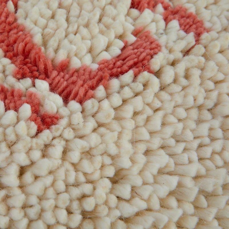 Hello Honey® Cream & Red "Peachy" Tufted Wool & Cotton Lumbar Pillow