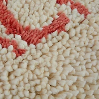 Hello Honey® Cream & Red "Peachy" Tufted Wool & Cotton Lumbar Pillow