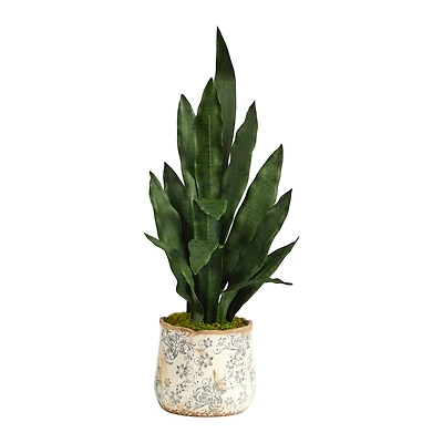 2.5ft. Snake Plant in Decorative Vintage Planter