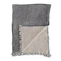 Hello Honey® Natural & Navy 2-Sided Waffle Weave Throw Blanket