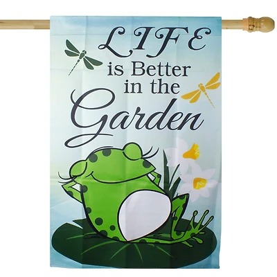 40" Green Life is Better in the Garden House Flag