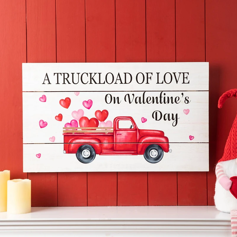 Glitzhome® 24" Wooden Valentine's Truck Wall Sign
