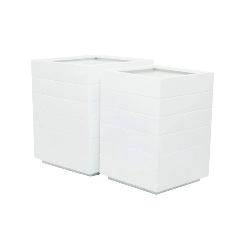 White Modern Planter, Set of 2" 17", 14"