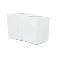 White Modern Planter, Set of 2" 17", 14"
