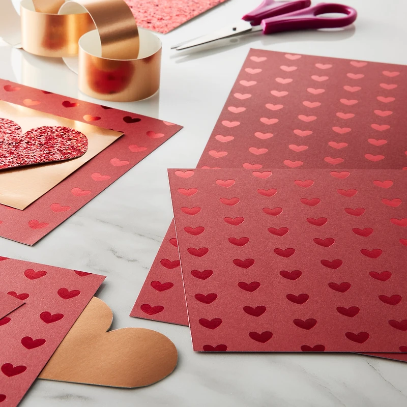 Red Foil Hearts Paper by Recollections®, 12" x 12"