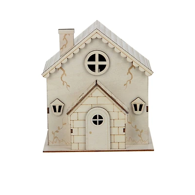 6.5" Stone House with Vines DIY LED Wood Décor by Make Market®