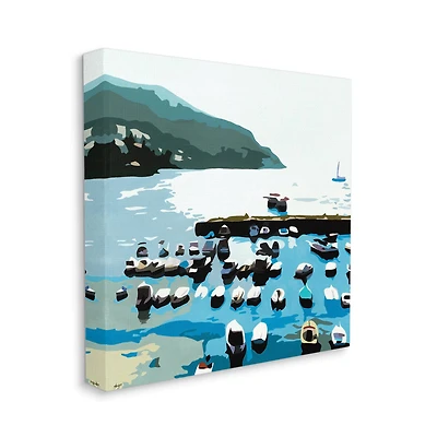 Stupell Industries Boating Docks at Lake Soft Edge Nautical Landscape Canvas Wall Art