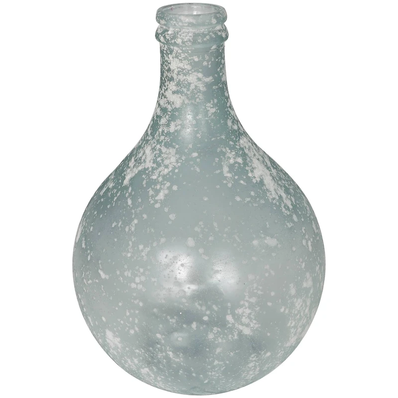 17" Clear Frosted Spanish Glass Bottle Vase