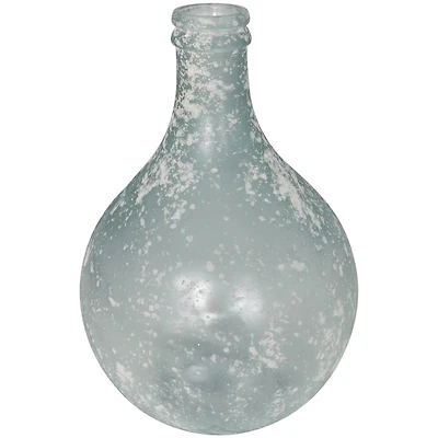 17" Clear Frosted Spanish Glass Bottle Vase