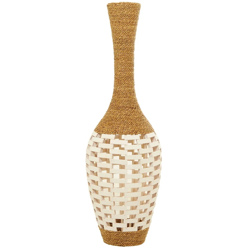 White Seagrass Handmade Tall Woven Floor Vase 13" x 13" x 40"