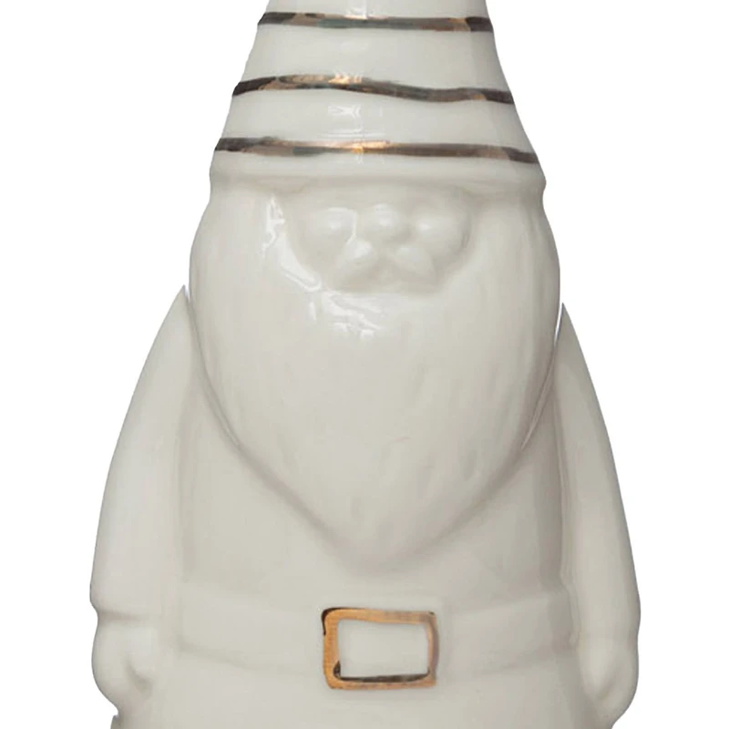 Hello Honey® 6" White Stoneware Gnome Bell with Gold Electroplating