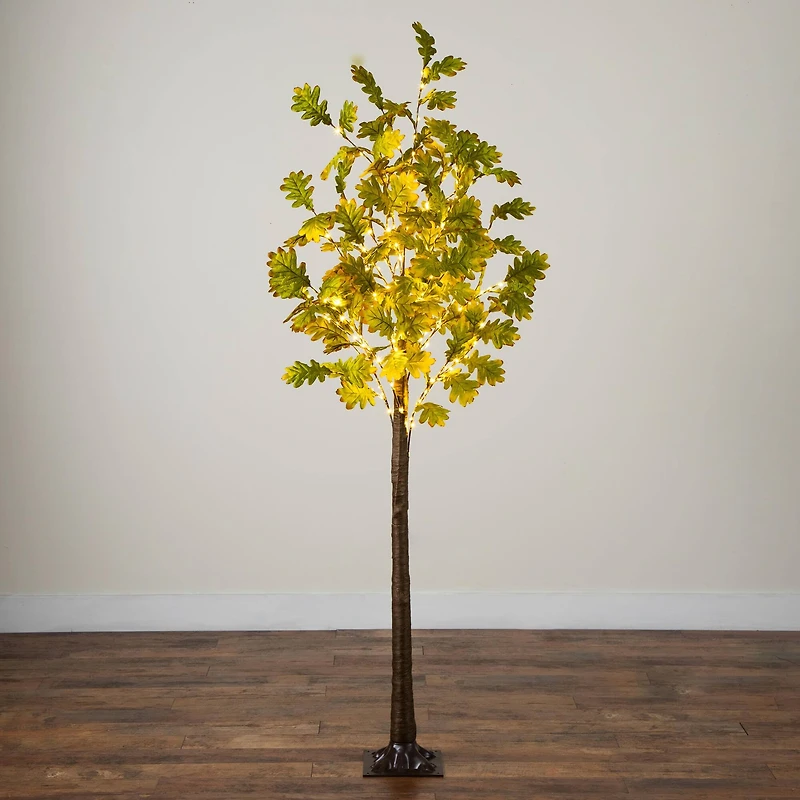 5ft. Pre-Lit Green Autumn Oak Artificial Fall Tree with 200 Warm White LED Lights