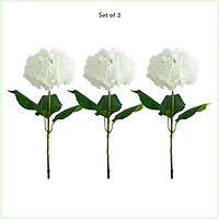 30" White Hydrangea Flower Stems, 3ct.