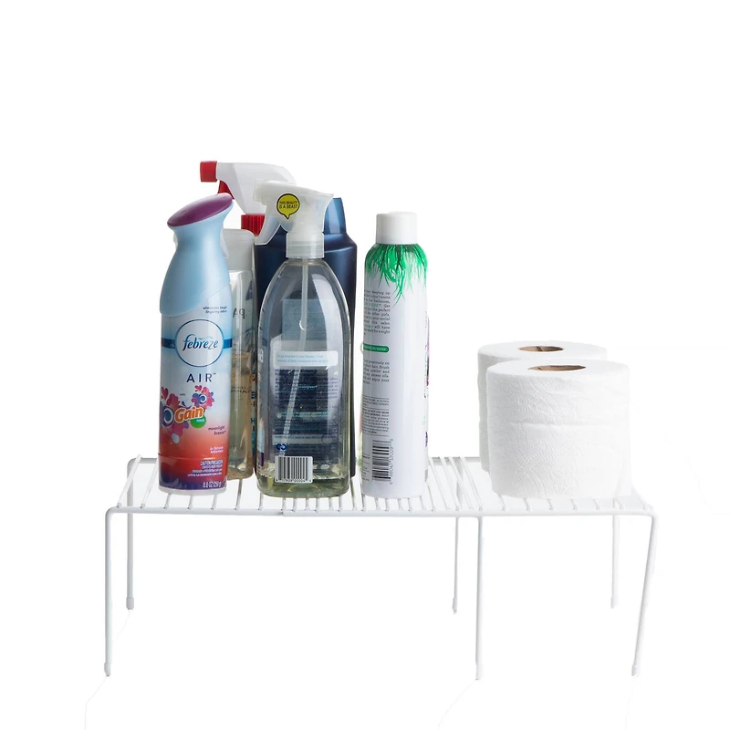 Mind Reader White Multi-Purpose Expandable Kitchen Counter & Cabinet Shelf Storage & Organization