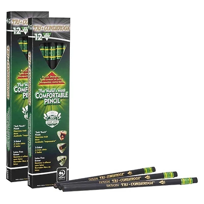 Dixon® Tri-Conderoga™ #2 Pencils with Sharpener, 2 Packs of 12