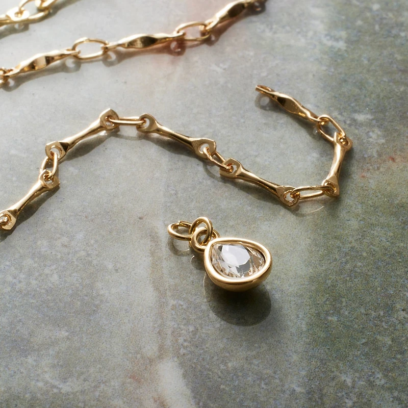 14K Gold Plated Clear Austrian Crystal Pear Charm by Bead Landing™