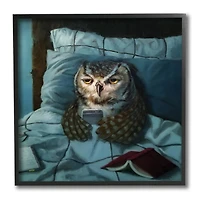 Stupell Industries Night Owl on Phone in Bed Funny Animal, 12" x 12"