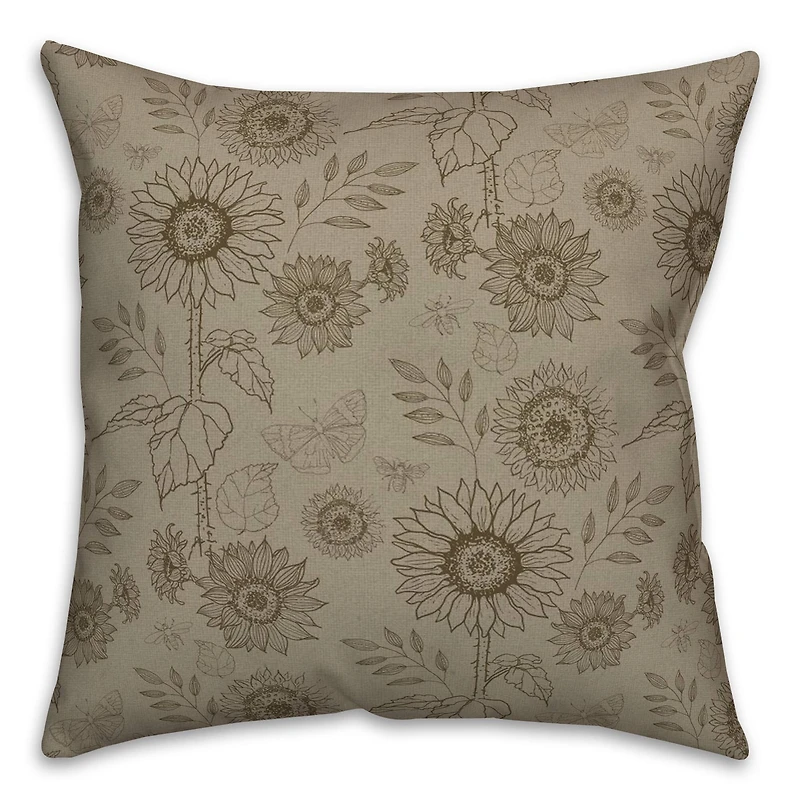 Sunflower Icons Throw Pillow