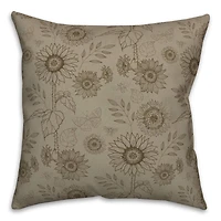 Sunflower Icons Throw Pillow