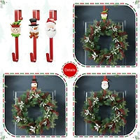 Glitzhome® 14" Christmas Metal Elf, Snowman & Santa Wreath Hanger Set