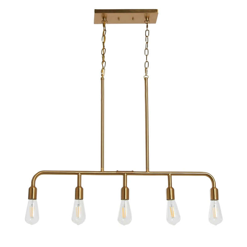 Hello Honey® Robert Stevenson Lighting Benson Exposed Bulb Metal 5-Light Linear Chandelier