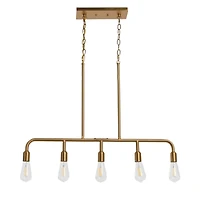 Hello Honey® Robert Stevenson Lighting Benson Exposed Bulb Metal 5-Light Linear Chandelier