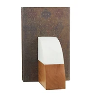 5" Marble & Wood Geometric Arched Bookends Set
