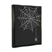 Stupell Industries Casual Black Hanging Spider Web Framed Floater Canvas Wall Art