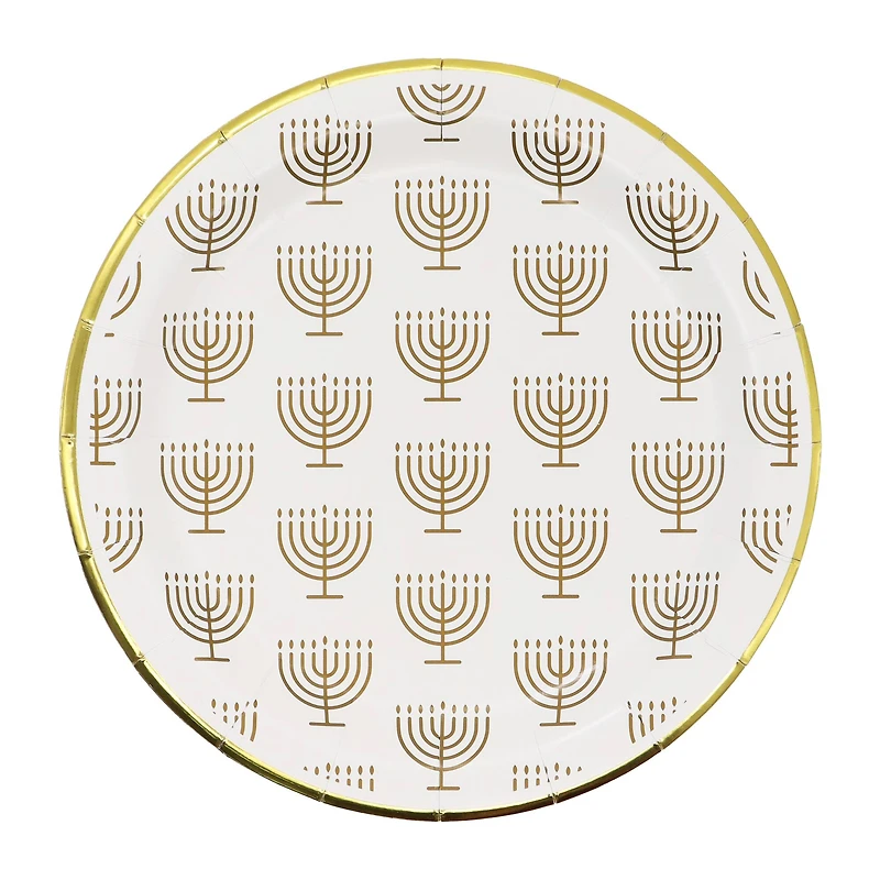7" Gold Menorah Paper Plates, 12ct. by Ashland®
