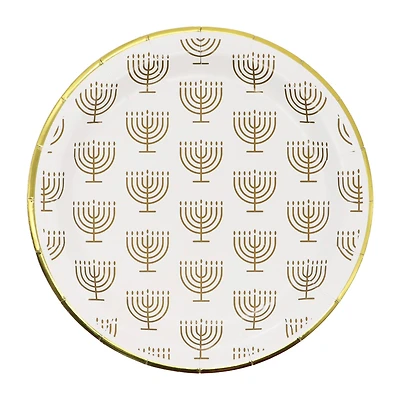 7" Gold Menorah Paper Plates, 12ct. by Ashland®