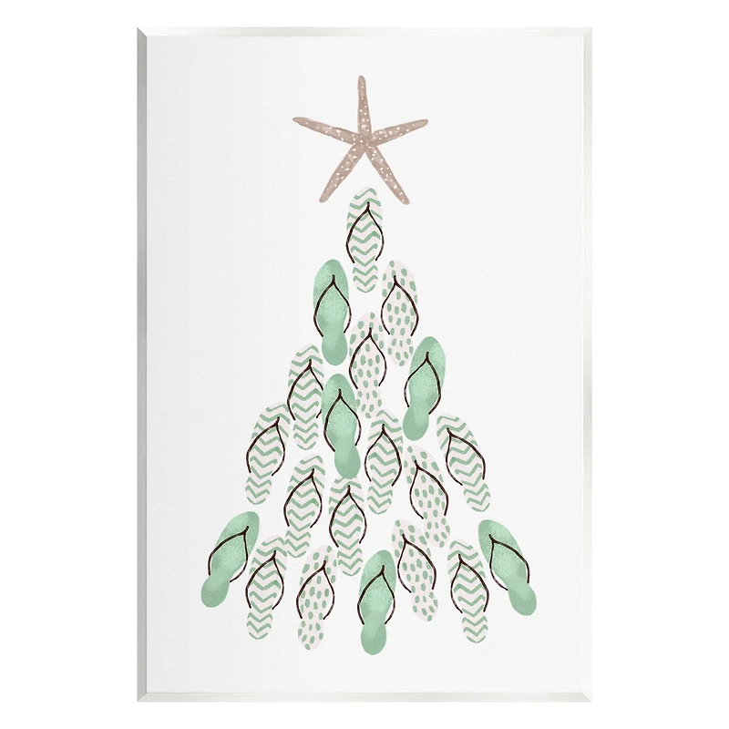 Stupell Industries Flip Flop Beachy Christmas Tree Wall Plaque Art