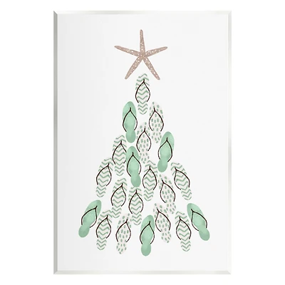 Stupell Industries Flip Flop Beachy Christmas Tree Wall Plaque Art