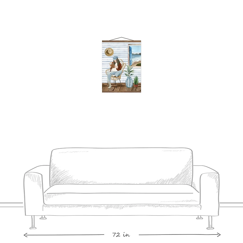 Beachy Girl Teak Hanging Canvas Wall Art