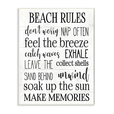 Stupell Industries Beach House Rules Wooden Wall Plaque