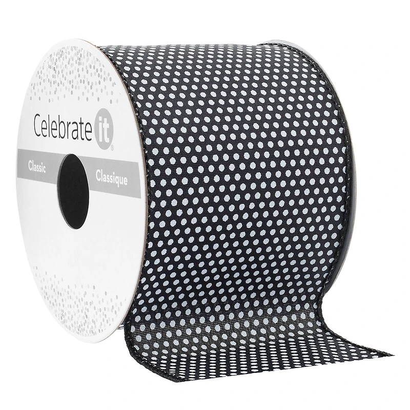 2.5" x 3yd. Taffeta Wired Polka Dot Ribbon by Celebrate It™ Classic