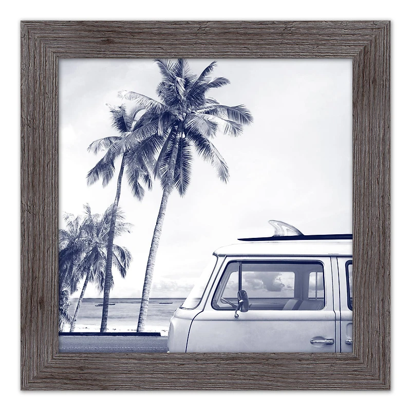 Coastal Beach Van Wall Print in Western Gray Frame