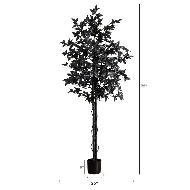 6ft. Artificial Halloween Black Maple Tree with Natural Trunk