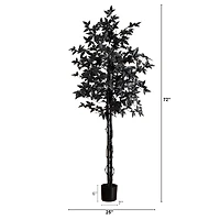 6ft. Artificial Halloween Black Maple Tree with Natural Trunk