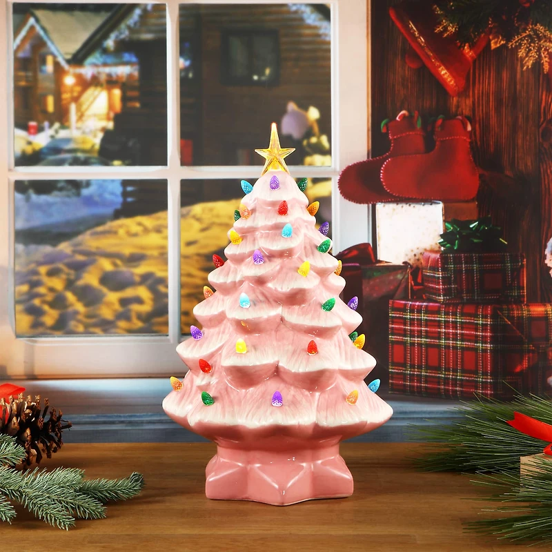 14" Pink Nostalgic Christmas Tree