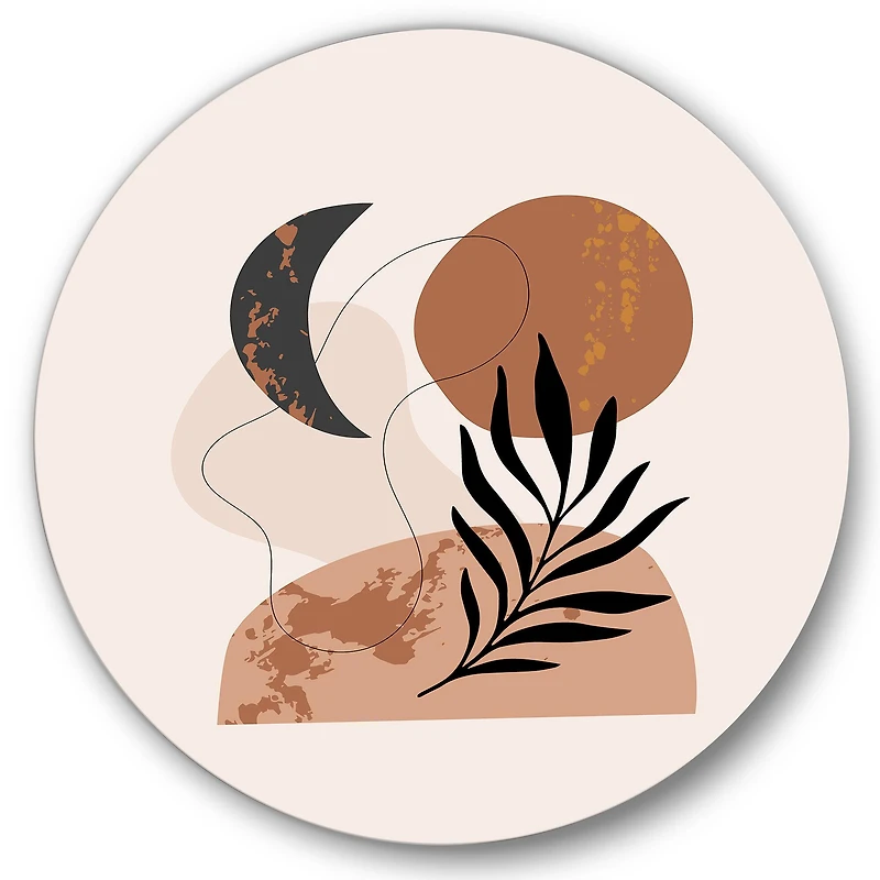 Designart - Moon & Sun Shapes In Retro Terracotta Tones I